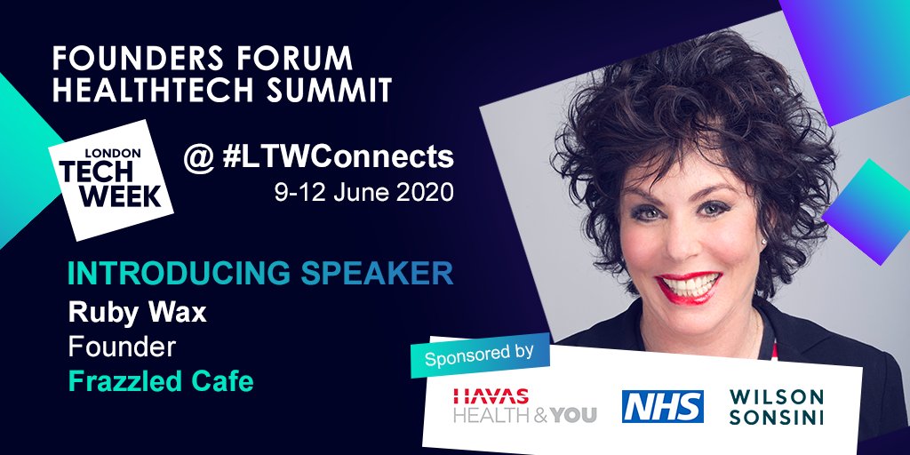 FFxHealthTech's tweet photo. Actress, comedian, mental health campaigner &amp; founder, we're thrilled to have @Rubywax with us once again for #FFHealthtech during #LTWConnects on June 9th. 

Check out our line up of founders and front-liners discussing global health via - https://t.co/y9wVfmguV6
@LDNTechWeek https://t.co/2dPcECCtGs