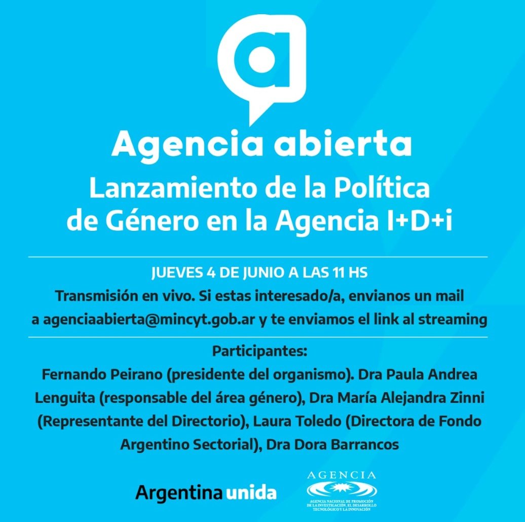 ferpeirano's tweet photo. La Agencia I+D+i institucionaliza un conjunto de reglas para asegurar equidad en la promoción de la ciencia y la tecnología.

Trabajaremos para que los proyectos y becas se diseñen, otorguen y administren incorporando la perspectiva de género. https://t.co/0w5H0YPuCC