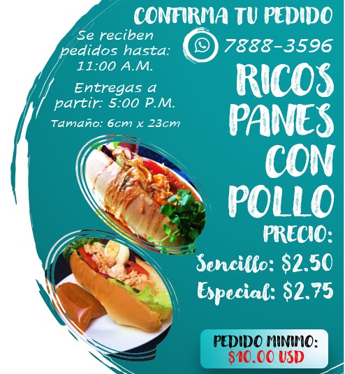 XYami07's tweet photo. Ricos Panes con Pollo Sábado 6 y Domingo 7 de Junio, haz tu confirmación con anticipación.
Sencillo: No incluye huevo y remolacha
Especial: Incluye 4 rodajas de huevo y remolacha, cebolla curtida

Extras:
Salsa: $0.45
Cebolla: $0.45 https://t.co/fvds4NX2in
