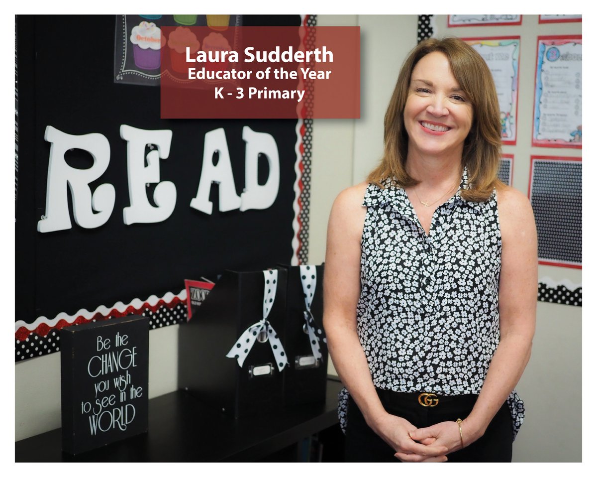 We take this week to introduce our 2020 Educators of the Year🏆 in MUSD! Congratulations Mrs. Laura Sudderth of Lincoln Elem. named Educator of the Year in the primary education (PreK-3) category. Mrs. Sudderth is also a county Teacher of the Year finalist. 

Stay tuned for more.