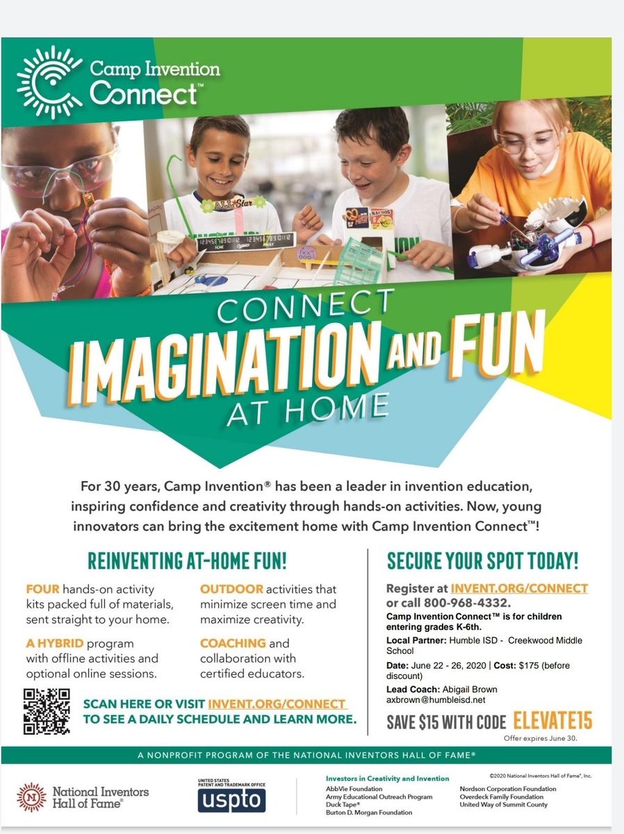 Get ready for robots, inventor playing cards, collaborating with friends and hands-on learning in this year’s all-new <a href="/CampInvention/">Camp Invention</a> Connect™ program! Register today at invent.org/connect! #CampInvention
bit.ly/3dyvg3N