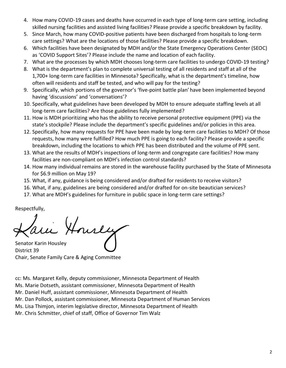 Karin Housley (@karinhousley) on Twitter photo This morning, I sent <a href="/mnhealth/">mnhealth</a> more than a dozen outstanding questions they have yet to answer. If I don’t receive a satisfactory response by this weekend, I will pursue a legislative subpoena under MN Statutes 3.153. We need to see a better executed plan! mnsenaterepublicans.com/housley-reques… This morning, I sent <a href="/mnhealth/">mnhealth</a> more than a dozen outstanding questions they have yet to answer. If I don’t receive a satisfactory response by this weekend, I will pursue a legislative subpoena under MN Statutes 3.153. We need to see a better executed plan! mnsenaterepublicans.com/housley-reques…