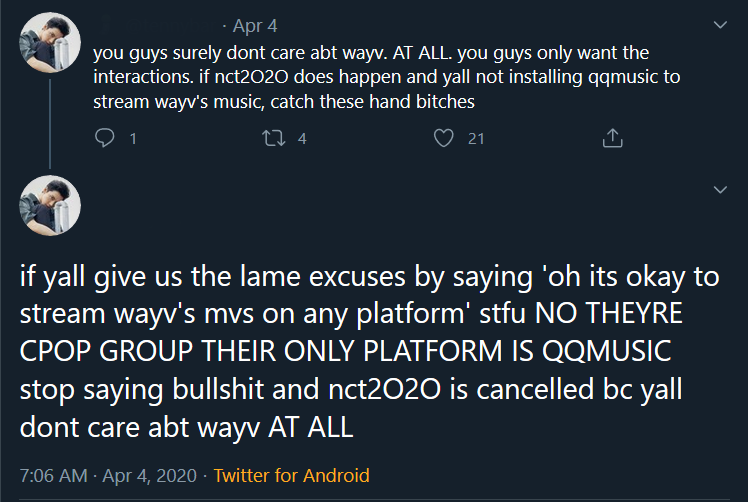 (Thread.)Do you think comments like these feel welcoming?Do you think this makes people WANT to invest time into supporting WayV?I wish people would consider HOW they inform fans about ways to support and how unwelcoming some of these tweets are. (Esp for new fans.)+