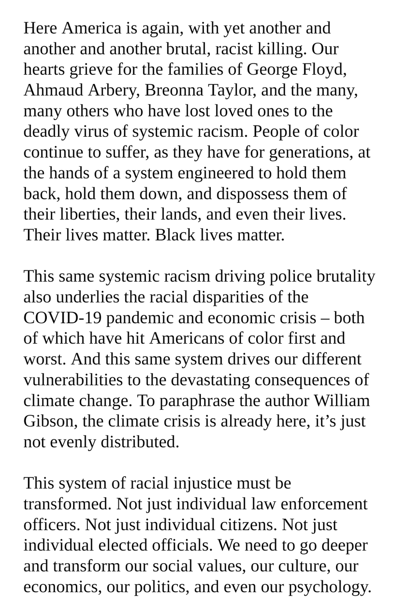 YaleClimateComm's tweet photo. A statement from our director Anthony Leiserowitz. Black lives matter. https://t.co/Ba2gqnYzRn