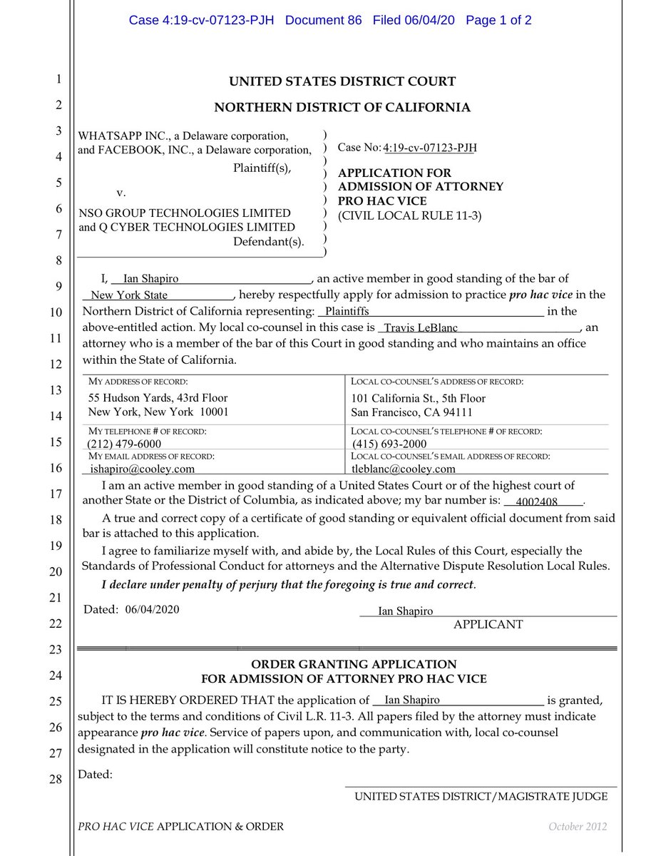 Oh myOh my oh my...I’m only tangentially familiar with Mr Shapiro and only in a good & respectable way, his addition to plaintiffs - interesting  https://ecf.cand.uscourts.gov/doc1/035119340178