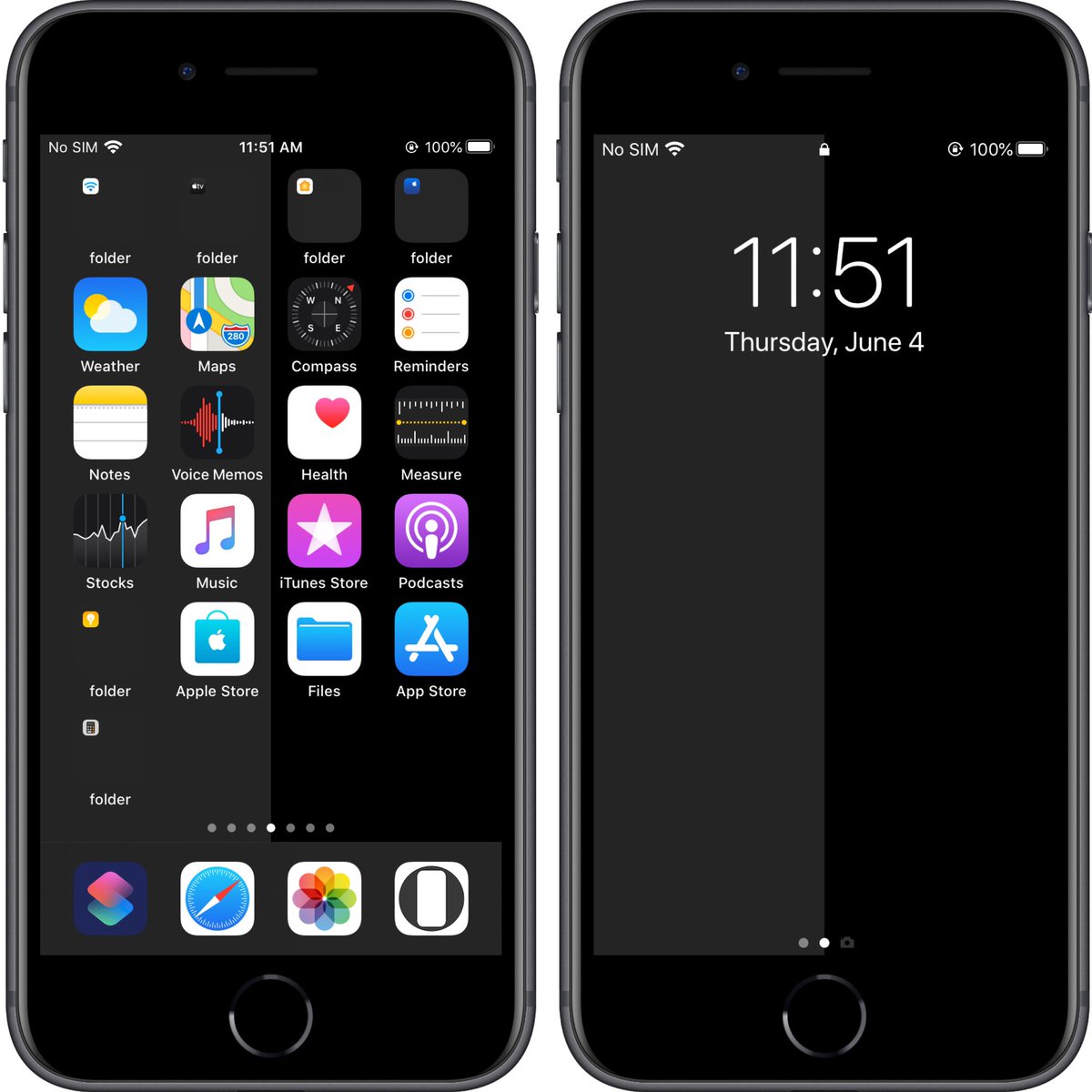 Hide Mysterious Iphone Wallpaper 不思議なiphone壁紙 ドックとフォルダを隠す黒い壁紙をおしゃれにアレンジ ドックとフォルダとノッチとベゼルを半分ずつ隠します Stylish Arrangement Of Black Wallpaper To Hide Dock And Folders Hide Half Dock