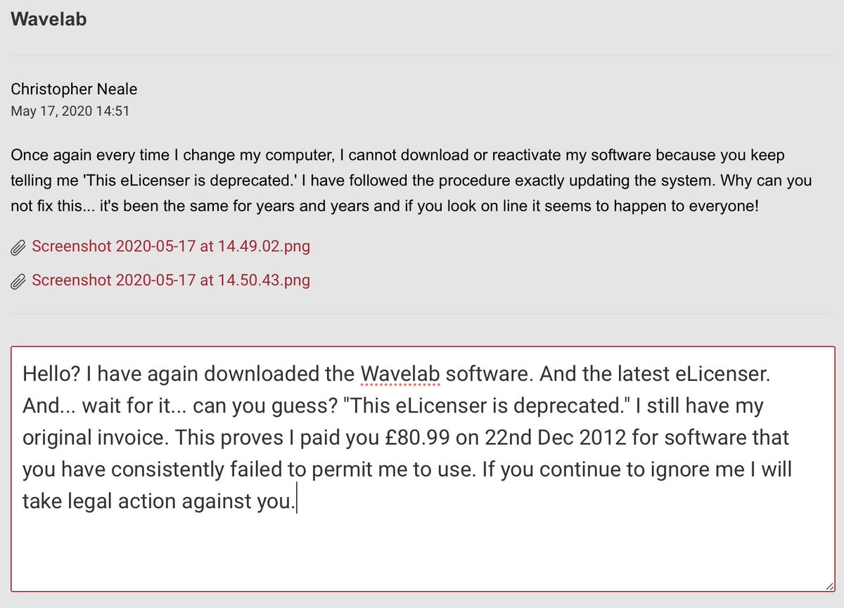 LoneArrowOne's tweet image. Ignored by @SteinbergMedia after paying for software I cannot use. #wavelab