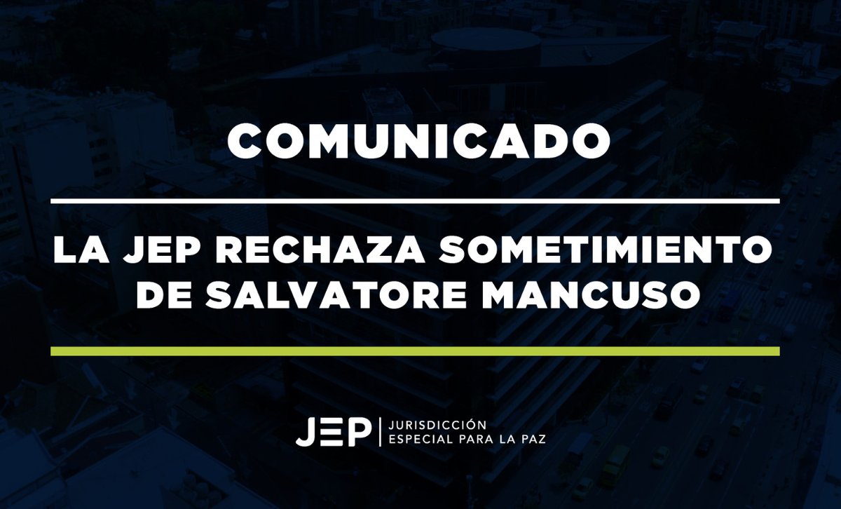 La @JEP_Colombia rechazó la solicitud de sometimiento de Salvatore Mancuso y concluyó que su rol fue la de un “miembro orgánico de la estructura criminal, desarrollando una función continua de combate” y no la de un tercero civil colaborador o financiador▶️bit.ly/2MrTgd3