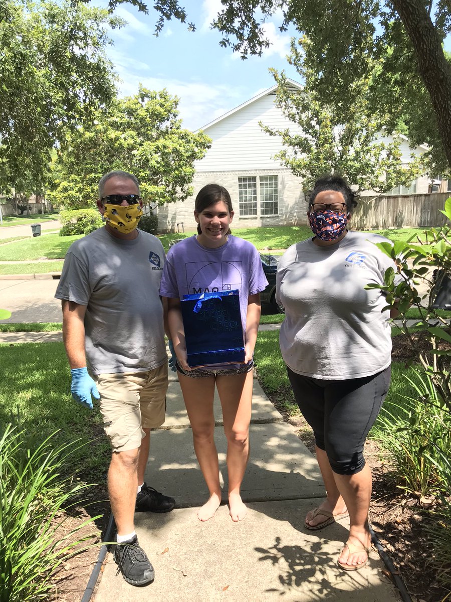 <a href="/GRHS_DECA/">George Ranch HS DECA</a> President Alexis Frey (#5 GRHS 2020) receives her outgoing DECA officer gift as she sets off for Rice.  Good luck Lady Owl!  #TexasDECA <a href="/WeAreGRHS/">@WeAreGRHS</a> <a href="/LamarCISDCTE/">Lamar CISD CTE</a>