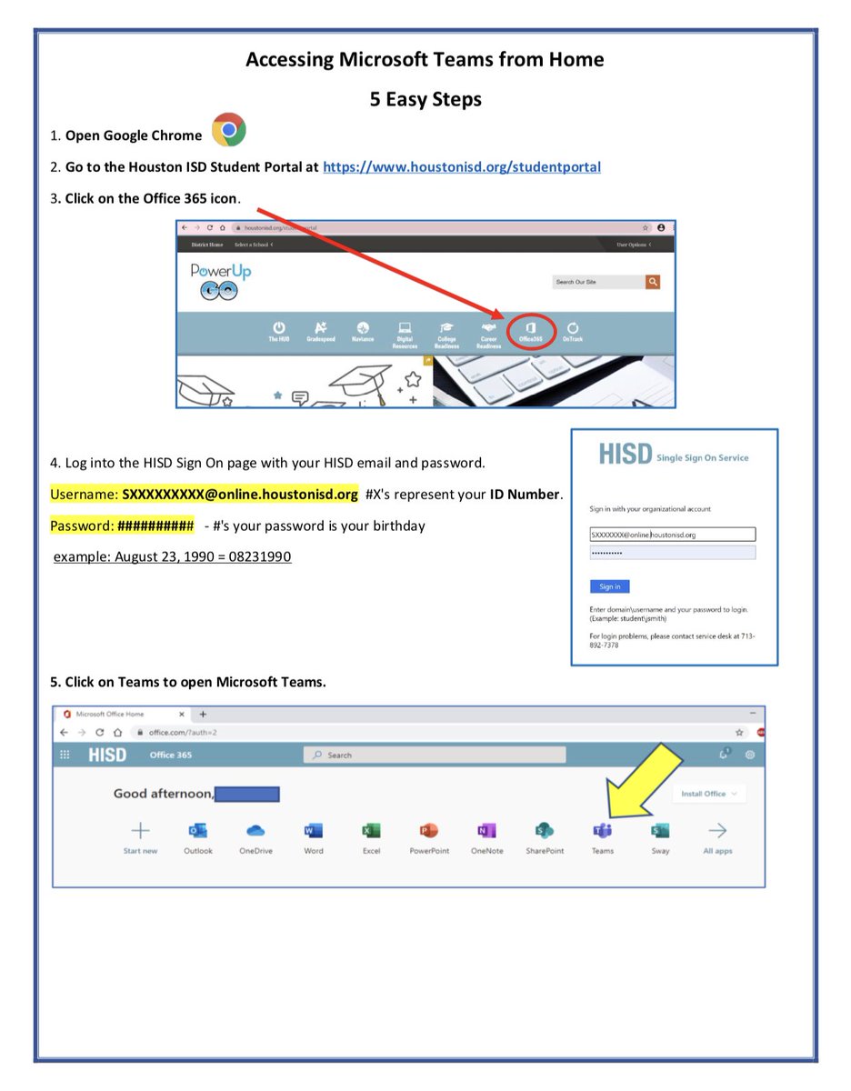 zramos1's tweet photo. Summer school is around the corner, so I created this one-pager with 5 easy steps to help parents/students log into Microsoft Teams. 💙#MicrosoftTeams #RemoteLearning https://t.co/uiSZFD8Zl6