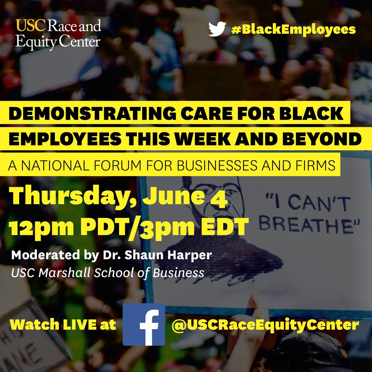 If you haven't received a link yet for today, catch it LIVE on Facebook at 12 pm PST, facebook.com/USCRaceEquityC…: