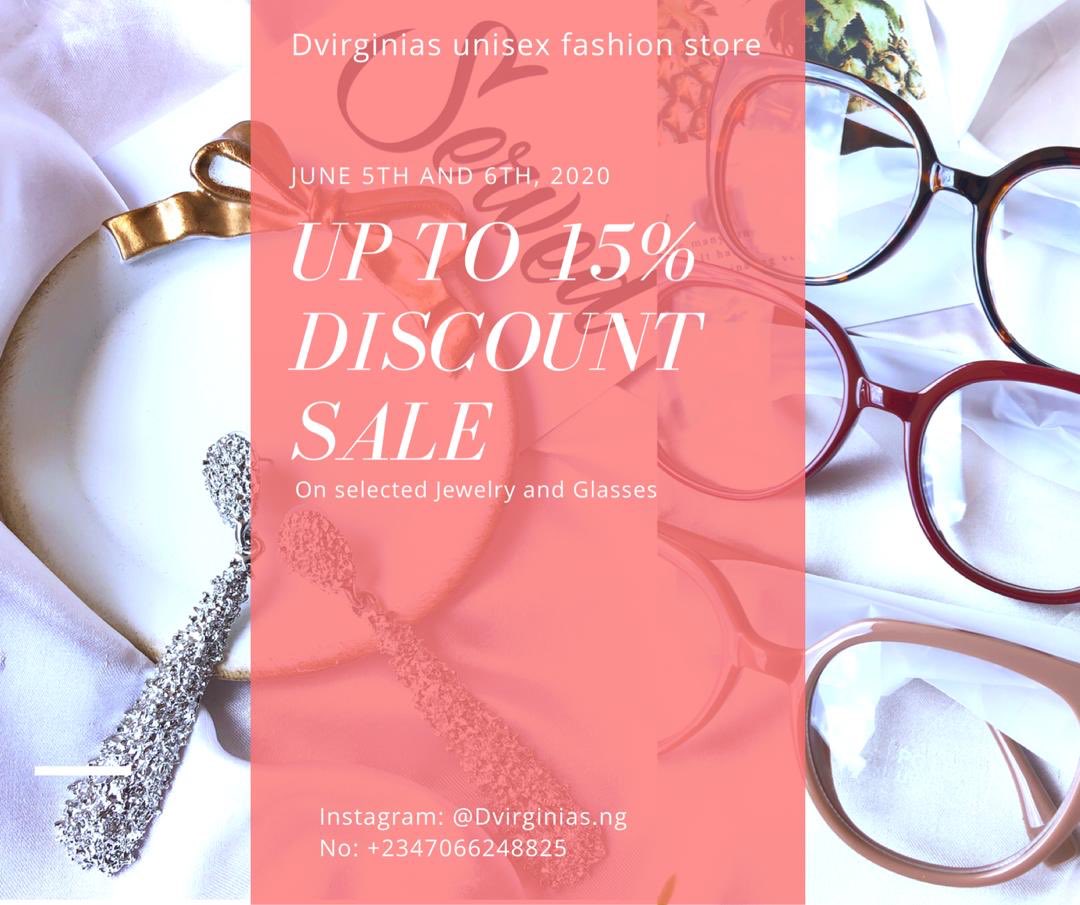 15% discount sales off selected items come 5th and 6th of June 2020. Get ready, watch this space and come shop with us Pls Rt