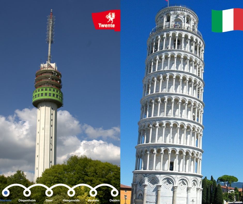 Wat hebben de televisietoren in Markelo en de toren van Pisa gemeen? Beide staan ze niet recht. De een staat 23 cm uit het lood en ander 4 m. Voor de bekende foto hoef je dus niet naar Italië, maar kom je naar <a href="/gemhofvantwente/">Gemeente Hof van Twente</a>! #wijsopreis #hiermoetjezijn #wijzijnhofvantwente