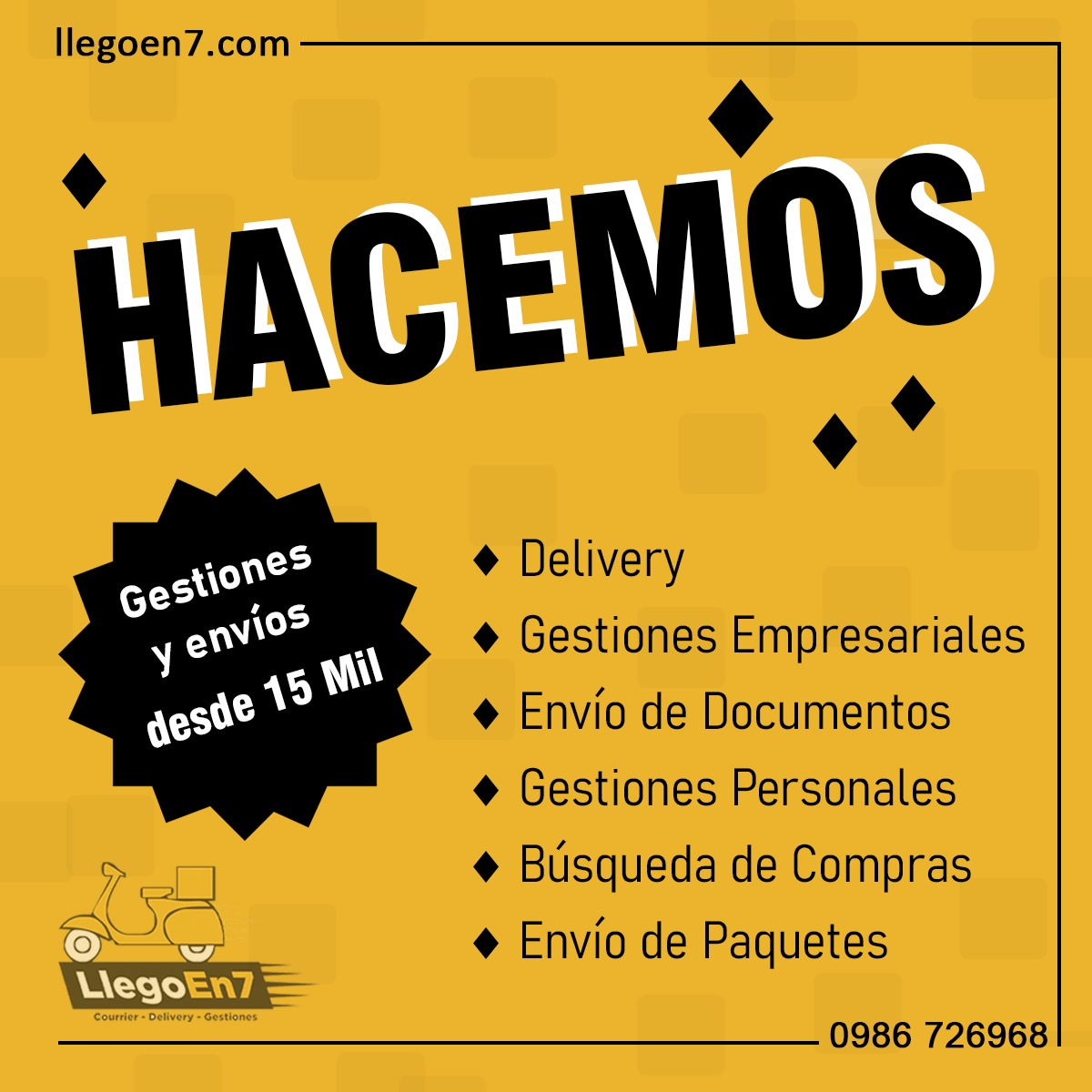 llegoen7's tweet photo. Servicio de Delivery🛵
FÁCIL, RÁPIDO, SEGURO!✅
Courrier - Delivery - Gestiones📦🛵🛍️
TODAS TUS ENTREGAS 
Con todas las NORMAS de Seguridad!😷
Quédate en Casa, Te hacemos tus Envíos.🏠
📲 WhatsApp: https://t.co/5MGJdUXVcp
📞 Teléfono: 021 329 2442
🌐 https://t.co/PPcKWSTarC https://t.co/EgWQnbrFmc