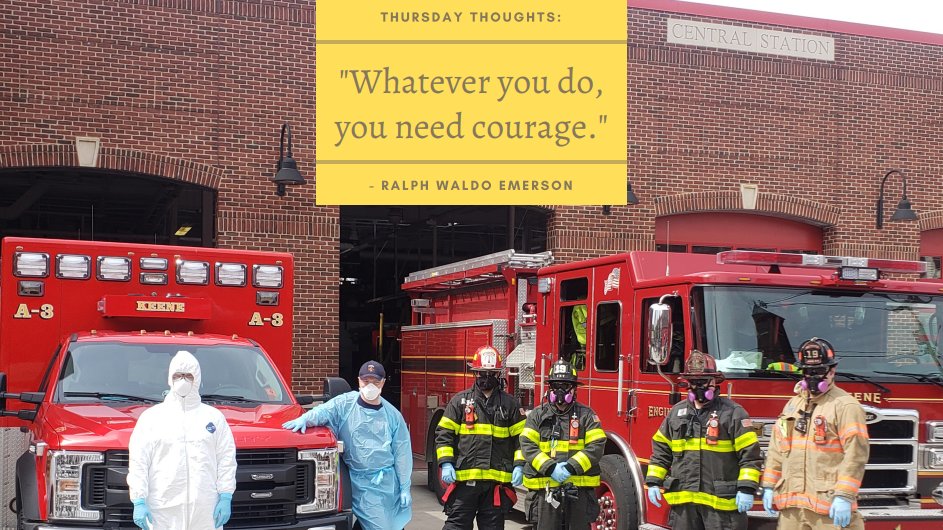 nhfstems's tweet image. #ThursdayThoughts

"Whatever you do, you need courage." 

- #RalphWaldoEmerson

#NHFire #NHEMS #NHFireAndEMS #KeeneNH #NH #NHFirstResponders #NHSafety #PPE #WearAMask