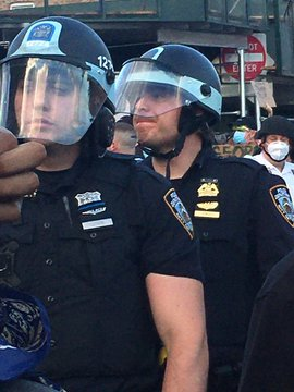 MelissacLozano's tweet photo. It's illegal to have your fucking badge numbers covered. You are a public servant, and you need to be held accountable for your actions.

I don't give a fuck if you're mourning, you can't operate personally when in your uniform. #BLUEFALL https://t.co/jpk5R5E8gf