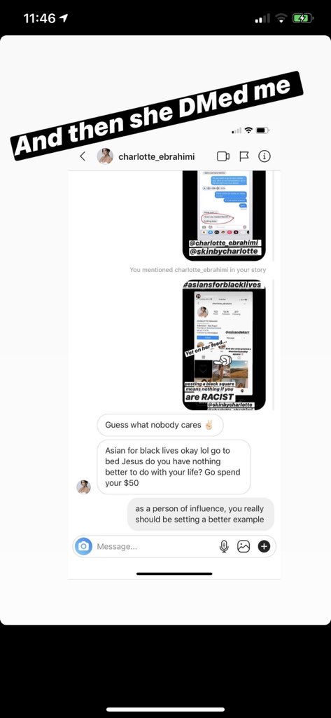 CHARLIExNGUYEN's tweet photo. @charlotte_ebrahimi @skincarebycharlotte you are done!! We need to fight racism in every front! You violate the rules and over $50 doesn’t give u the right to act that way especially being a person of influence! Shame on u!! https://t.co/phsfZSExzr