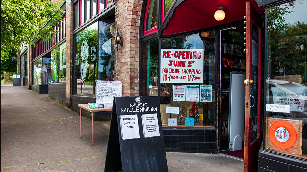 Yes, we are open! 
Changes: 10 customers at a time. Masks and Gloves required. Maintain Social Distancing. 

Curbside Services is still available. 

Mon-Sat: 10-7
Sun: 11-7

Give us a call at 503-231-8926 for Curbside Service or just to say hello.