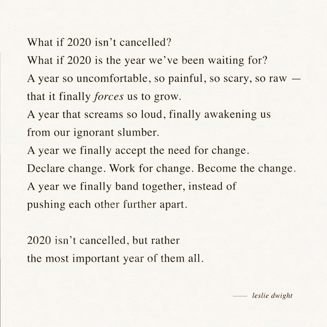 MumtheCeo's tweet photo. WHAT IF...

I love how this raw and powerful message circulated around. What an incredibly hard thought to stomach? 

In reality, what if this year WOKE us up? Made us look after our health, look for the change in the world, demand to be heard - together and not a single voice? https://t.co/I7THct2Xzu