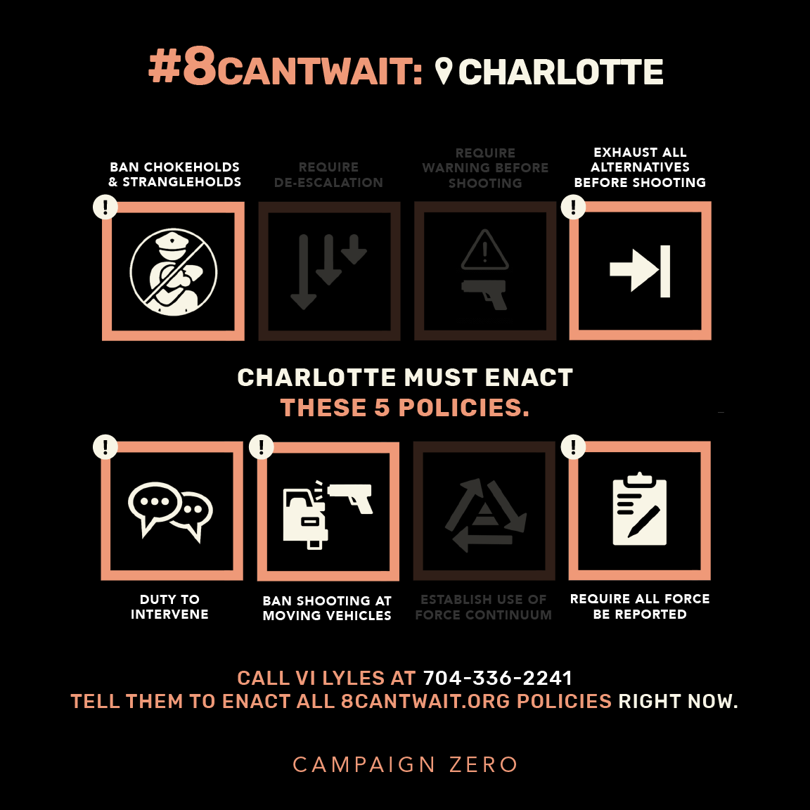 Keleesi33's tweet photo. @CLTMayor We have 3 of the 8 can't wait policies, but we NEED and SHOULD have all 8. So, let's go ahead and enact ALL 8 RIGHT NOW for the Queen City! https://t.co/6Dr9N1O4F8
