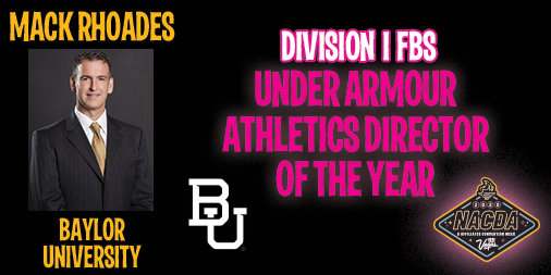 NACDA's tweet photo. Since we can't honor them in person at #NACDA2020 😢 we are recognizing the 2019-20 @UnderArmour ADOY winners 1⃣ Division per day 

🏆 Representing FBS: @BubbaUNC @DougGillin @AD_RickHart @BUMackRhoades 👏👏👏👏

📰 Read more: https://t.co/9xdS8ZFK75 https://t.co/l5pcUq5ON8