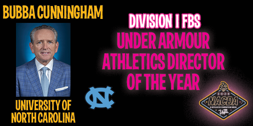 NACDA's tweet photo. Since we can't honor them in person at #NACDA2020 😢 we are recognizing the 2019-20 @UnderArmour ADOY winners 1⃣ Division per day 

🏆 Representing FBS: @BubbaUNC @DougGillin @AD_RickHart @BUMackRhoades 👏👏👏👏

📰 Read more: https://t.co/9xdS8ZFK75 https://t.co/l5pcUq5ON8