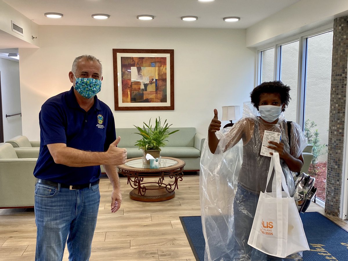 MayorBovo's tweet photo. Distributed masks &amp; gloves to residents at Archbishop McCarthy Residencies. All in #OurCounty must have the necessary protection from #COVID19 as our community gradually returns to normal. #MDCStrong 💪 https://t.co/a7VaRUWzC3