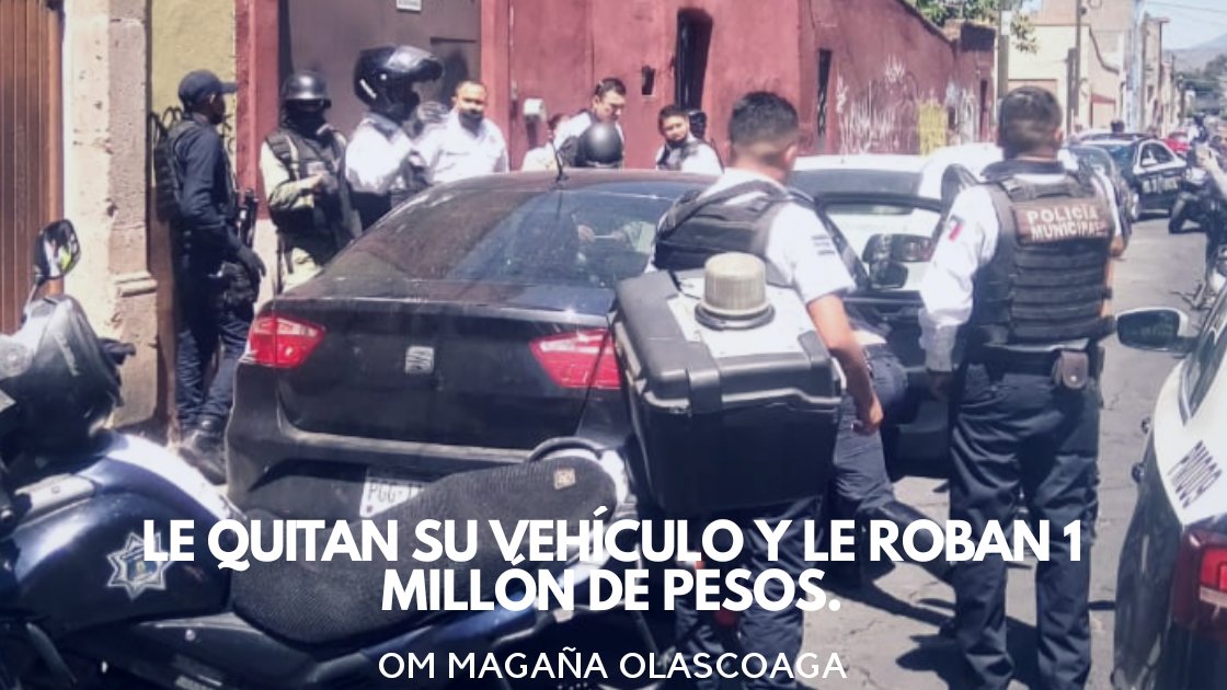 OMOlascoaga's tweet image. Este jueves, sujetos armados, #Despojaron de su vehículo a un hombre el cual además portaba dentro de la unidad más de #UnMillón de pesos. El automotor fue abandonado en la calle Guerrero de la colonia Centro, los delincuentes de dieron a la fuga con todo y dinero. 🚨⚠️🚨⚠️🚨⚠️