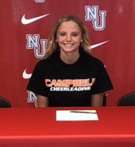 Cheers to Hannah Moye who is off to Campbell this fall to cheer for those Camels! Super happy for her parents as well. Go Hannah, Go Panthers!