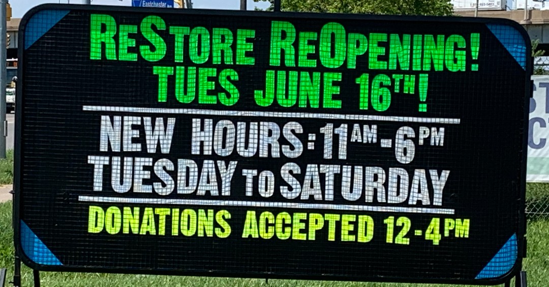 Yes the rumours are true! Our #StCatharines #HabitatReStore will reopen on Tuesday, June 16th!

New hours: 
Store: Tuesday to Saturday 11am - 6pm
Donation drop-off: Tuesday to Saturday 12pm - 4pm

#SaveTheDate #GetReady #HabitatforHumanity
