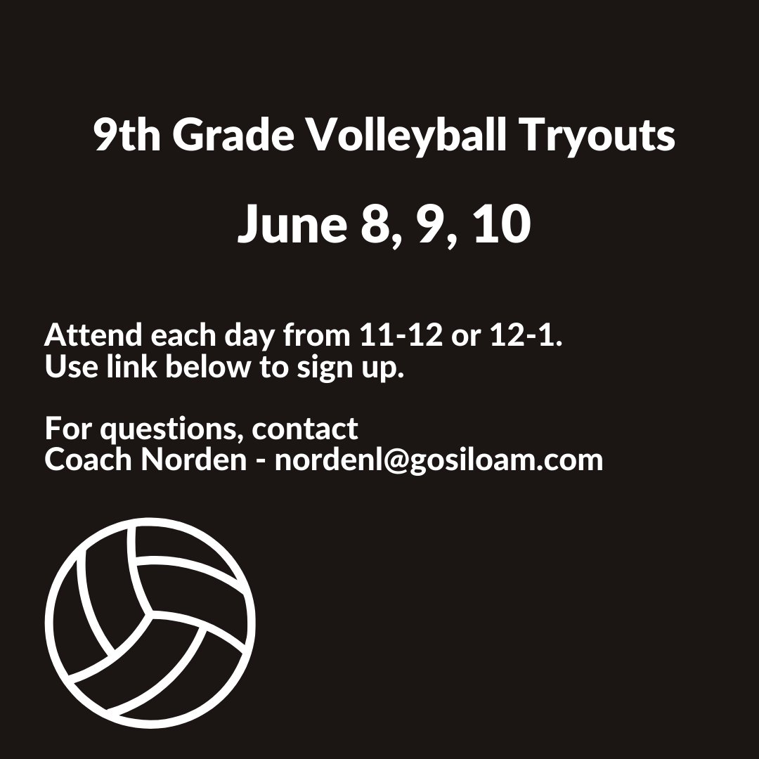 Siloam_Panthers's tweet photo. 9th grade volleyball tryouts at the HS PAC. Use the link below to sign up for your time slot each day. Bring current physical, come dressed for tryouts, bring a water bottle, and wear a face mask.  https://t.co/nVeWwZBBGC” https://t.co/kefkV5KPuw