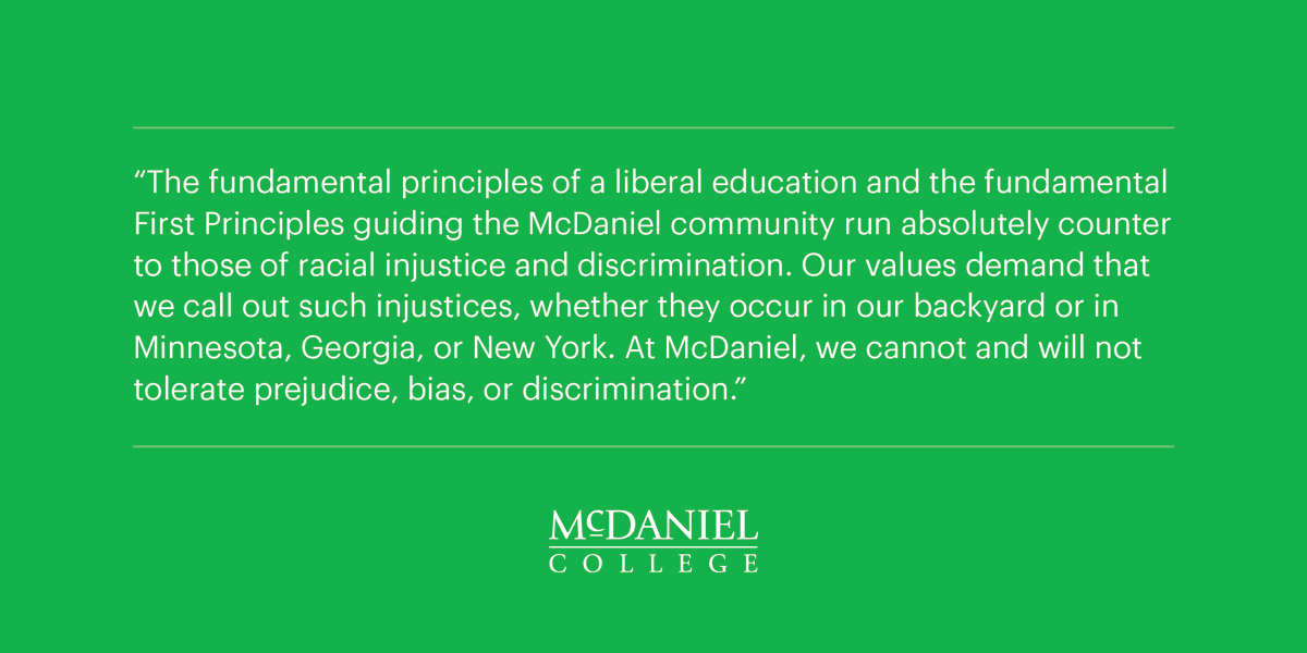 McDanielCollege's tweet photo. As stated in President Casey’s letter sent to our campus community on Saturday: https://t.co/mzqNuA20PM https://t.co/8cIHfTU1Fn