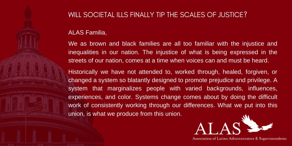 #IfNotUsThenWho #IfNotNowThenWhen #BLM    
Read our full statement here:alasedu.org/wp-content/upl…