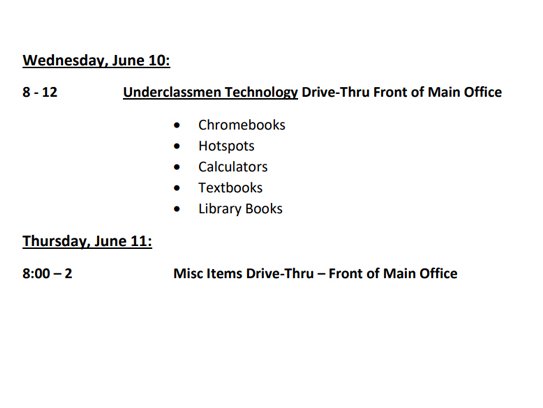 Titans: if you have items to pickup/drop off on campus, please check out the schedule below. ⬇️