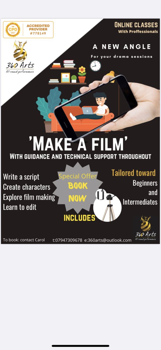 360artsschool's tweet photo. Would you like to Make A Film 🎞 then sign up &amp; join us for our online accredited ‘Film Making Course with all classes lead by professionals. 
Please click the link for your age group but be quick as limited spaces available. LINKS BELOW ⬇️⬇️⬇️⬇️ https://t.co/KrcRTfIP9c