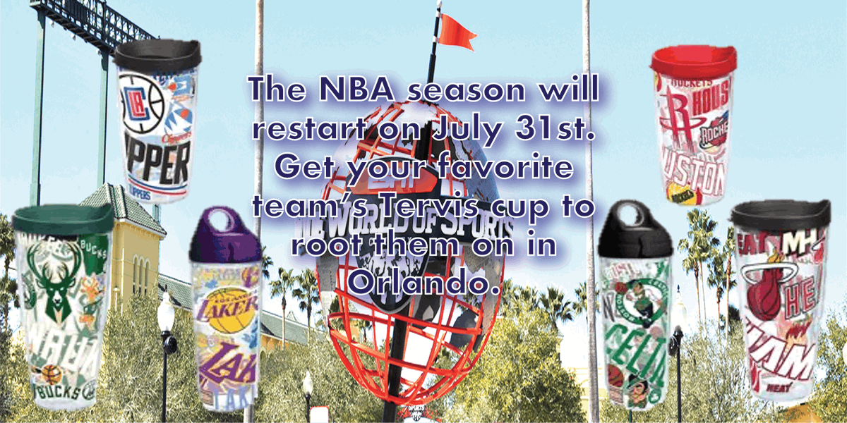 SF_Fundraising's tweet photo. #TervisThursday. The NBA has just announced it will return to play on July 31st. Order your favorite team's Tervis Cup through Super Fan Fundraising. #NBA https://t.co/uImkFIVf33