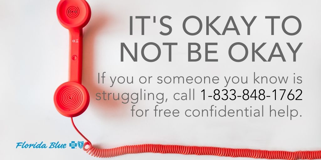 FLBlue's tweet image. We&apos;ve partnered with New Directions Behavioral Health to offer a free bilingual toll-free helpline for those with feelings of stress, anxiety and racial trauma.  If you or someone you know needs additional support, please call 1-833-848-1762. #TogetherForFlorida