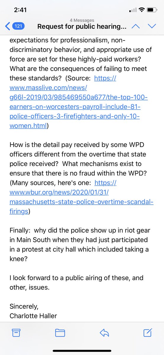Here’s an email I sent today to my city councilors in #Worcester #8cantwait #BlackLivesMatter #actlocally