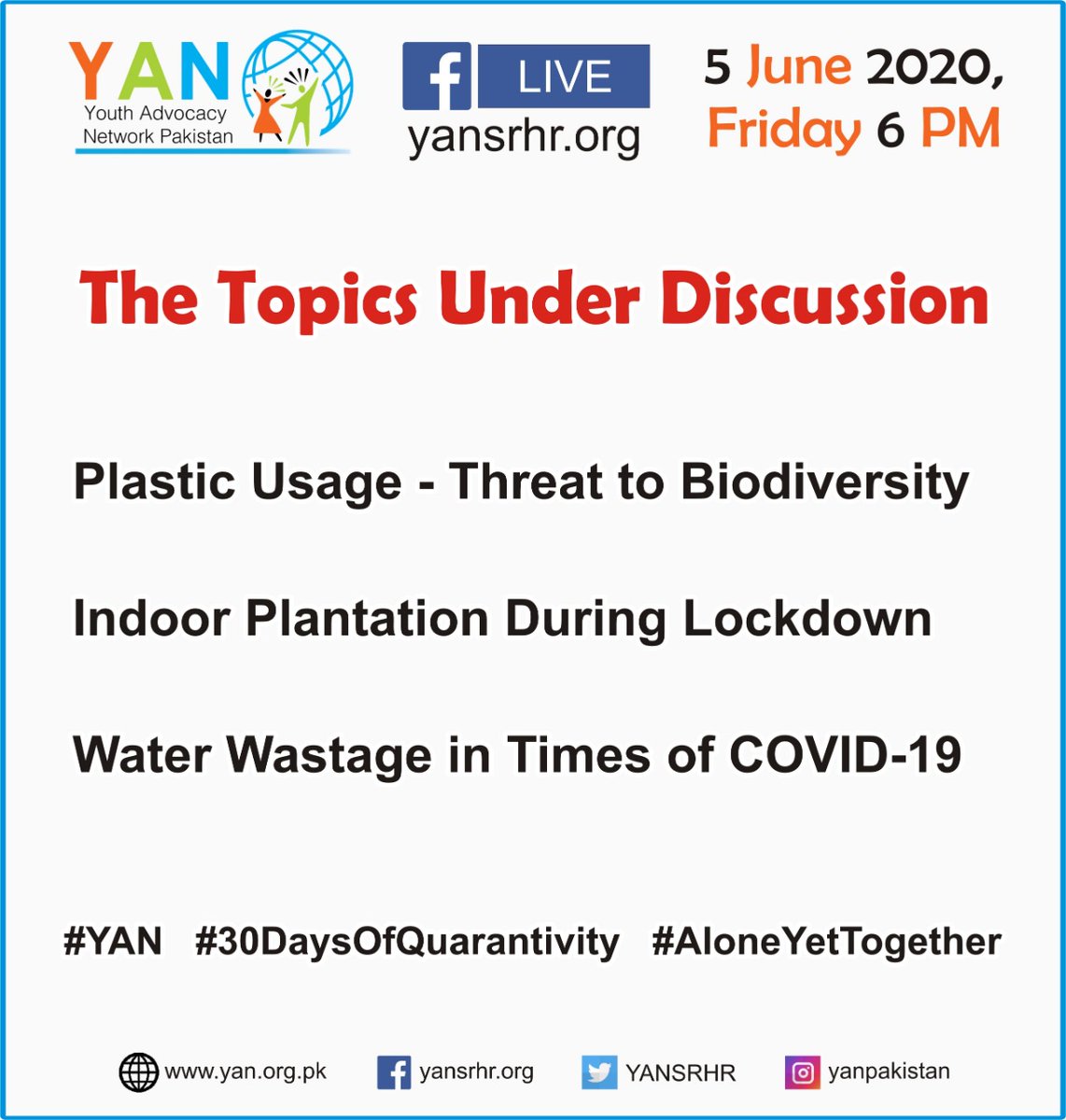 Join us today at our facebook.com/yansrhr live at 6:00 PM to talk about 'Ways to Conserve Biodiversity'. We'll be having Ms. Fithriyyah, Environment  Activist from 🇮🇩 & Mr. Hassaan, Environmentalist from 🇵🇰 as our Speakers. Agenda 👇🏻
#YAN #BuildBackBetter #YouthForEnvironment