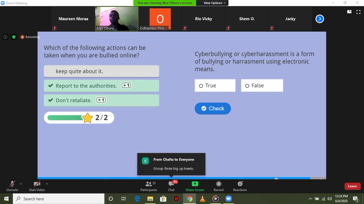 TunapandaOrg's tweet photo. Every week we focus on different topics. We wrapped up today's session with participants creating content on cyberbullying.
#cyberbullyingawarness #wikonnect2020 #contentcreationhackathon #tunaelimisha #communityengagement #staysafestayhome #learnfromhome https://t.co/sAngnubzYN