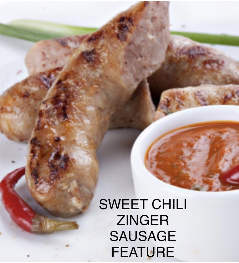 IrvingsFarm's tweet photo. Our popular Sweet Chili Zinger sausage is back as our June Feature. It’s sweet and a little spicy 🌶 5/10.  #featuresausage #pork #ablocalfood #abpork #shoplocal #farmersmarket https://t.co/27JzzOcCmu