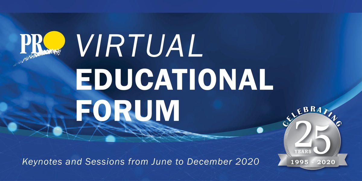 The 2020 PRO Educational Forum has gone virtual this year! Offering 12 one-hour virtual sessions each taking place throughout the Summer and Fall on Wednesdays at 2 pm. Register to attend our first Kick-Off Keynote with <a href="/JeremiahFBrown/">Jeremiah Brown</a> on June 17 at 2pm! bit.ly/2U3ipig