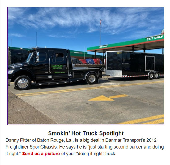 Land_Line_Mag's tweet photo. Four fabulous rides roll into the #SmokinHotTruck spotlight today.
What are YOU driving?
Give us some details and a photo for the opportunity to be featured.
#Trucking #BigRigs #ChromeStacks #Kenworth #Freightliner #Peterbilt
@OOIDA @4StateTrucks @ChromeShopMafia https://t.co/HOk85JShM9