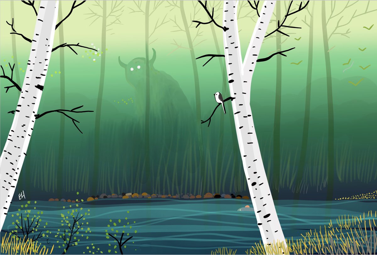 Esaholle's tweet image. #Virta #nighttime #river #illustration