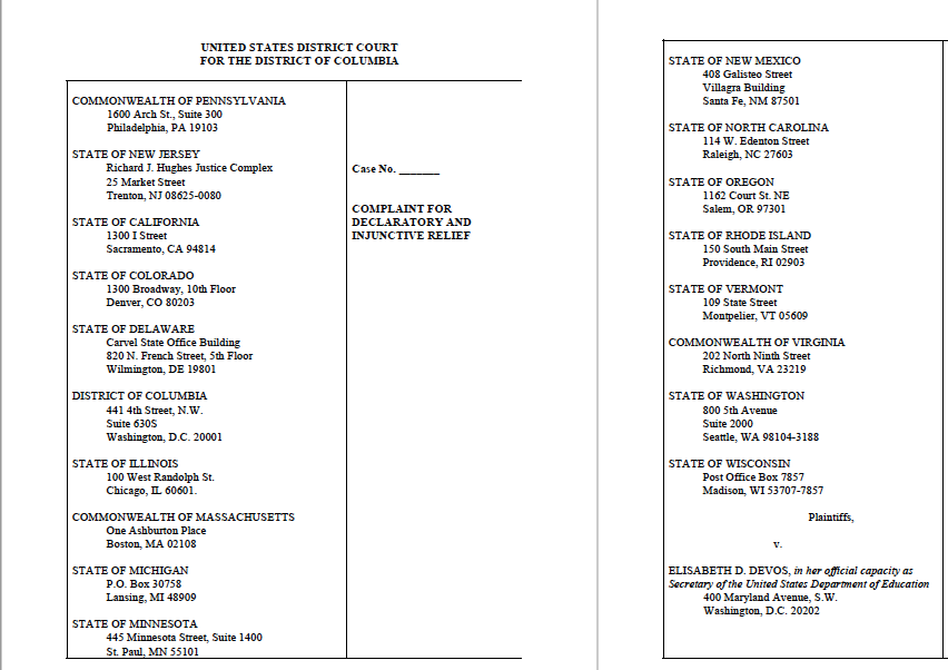 #BREAKING: 18 states have filed a lawsuit against Betsy DeVos and the Department of Education for their Title IX rule.

Thank you for standing up for the rights of student survivors' and demanding that the Trump administration and their anti-survivor agenda keep their #HandsOffIX