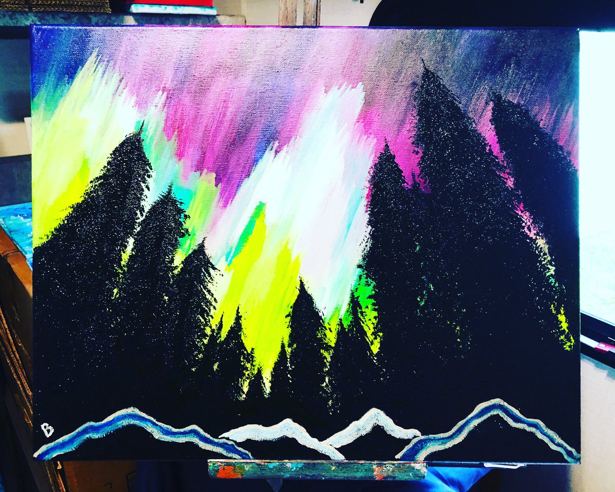 ArtworksBrandon's tweet photo. Norrthern lights_ #picture #acrylicart #painting #noerthernlights #northernlightspainting #arttime #colorful #artshare #worldofartists #north #brightlights #acrylicblog #homedecor #distantmountains #arttherapy #visualart #myart #emergingartist #auroraborealis #artistnetwork https://t.co/S5oZER9h4L