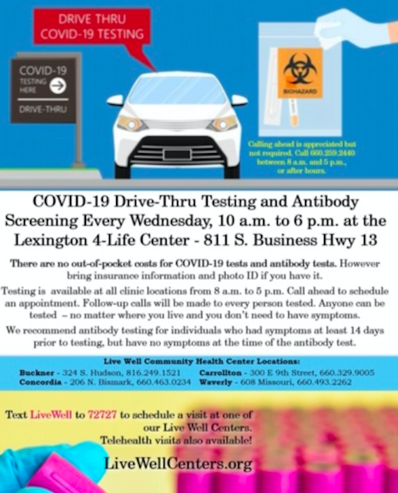 repcleaver's tweet photo. Reminder that every Wednesday there will be drive-thru testing and antibody screenings at the Lexington 4-Life Center from 10am-6pm.
#TeamCleaver was there yesterday to get screened. Itโs quick and easy! @hccnetwork https://t.co/D899v2wIfr