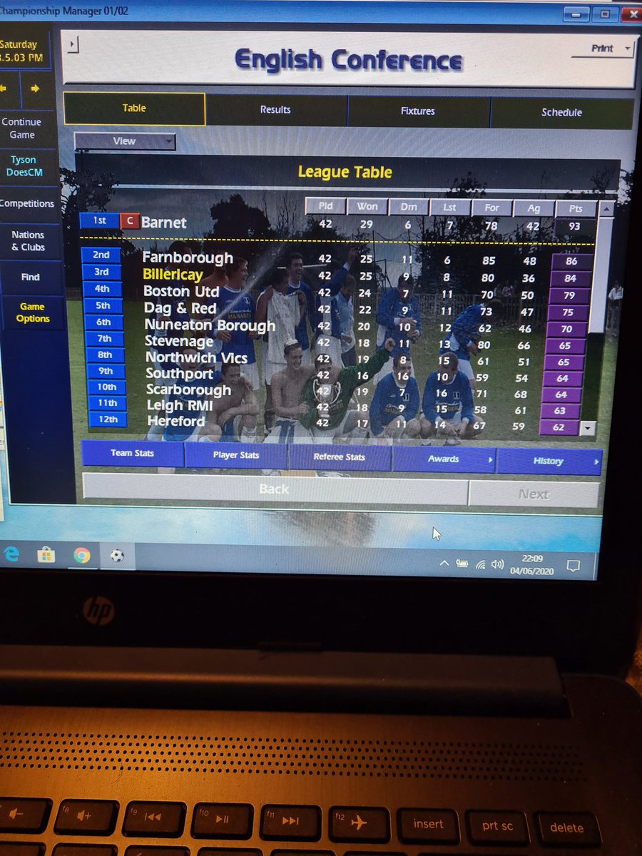 TysondoesCM's tweet photo. It was a bridge too far for the Billericay #startwithnothing save. A third season in the conference for me. Pickering and Cudworth are the stars and I'm in a decent financial position. Hopefully the scouts can find me a few gems to get us up. https://t.co/ntdbJCTb25