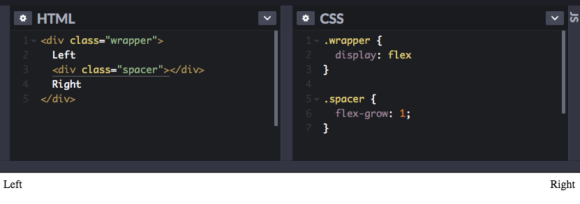 Super simple way to "float" elements to the left and right using flex-grow: