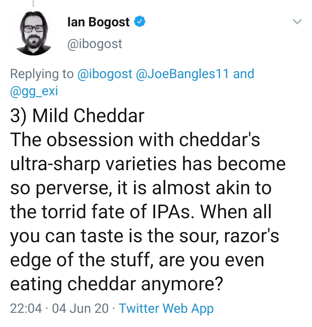 Thank you to the amazing  @ibogost for your detailed analysis of your top underdog cheeses.Well thought out and articulately put,  #NationalCheeseDay is a better place for having you around sir. 